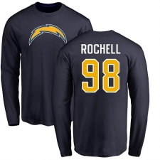 NFL Nike Los Angeles Chargers #98 Isaac Rochell Navy Blue Name & Number Logo Long Sleeve T-Shirt
