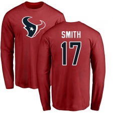 NFL Nike Houston Texans #17 Vyncint Smith Red Name & Number Logo Long Sleeve T-Shirt