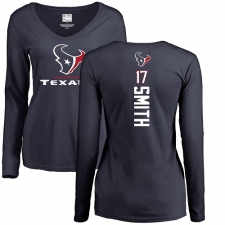 NFL Women's Nike Houston Texans #17 Vyncint Smith Navy Blue Backer Long Sleeve T-Shirt