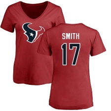 NFL Women's Nike Houston Texans #17 Vyncint Smith Red Name & Number Logo T-Shirt