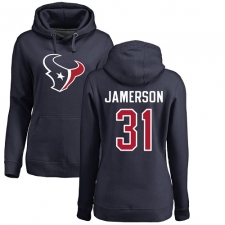 NFL Women's Nike Houston Texans #31 Natrell Jamerson Navy Blue Name & Number Logo Pullover Hoodie
