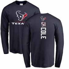 NFL Nike Houston Texans #51 Dylan Cole Navy Blue Backer Long Sleeve T-Shirt