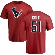 NFL Nike Houston Texans #51 Dylan Cole Red Name & Number Logo T-Shirt