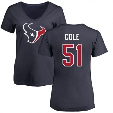 NFL Women's Nike Houston Texans #51 Dylan Cole Navy Blue Name & Number Logo T-Shirt