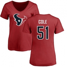 NFL Women's Nike Houston Texans #51 Dylan Cole Red Name & Number Logo T-Shirt