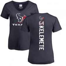NFL Women's Nike Houston Texans #64 Senio Kelemete Navy Blue Backer T-Shirt