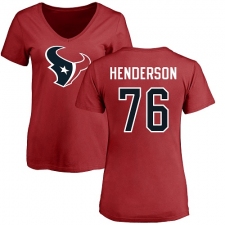 NFL Women's Nike Houston Texans #76 Seantrel Henderson Red Name & Number Logo T-Shirt