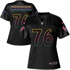 Women's Nike Houston Texans #76 Seantrel Henderson Game Black Fashion NFL Jersey