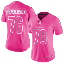 Women's Nike Houston Texans #76 Seantrel Henderson Limited Pink Rush Fashion NFL Jersey