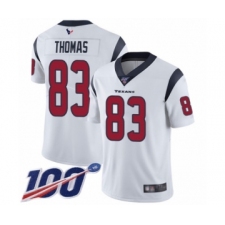 Men's Houston Texans #83 Jordan Thomas White Vapor Untouchable Limited Player 100th Season Football Jersey