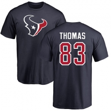 NFL Nike Houston Texans #83 Jordan Thomas Navy Blue Name & Number Logo T-Shirt