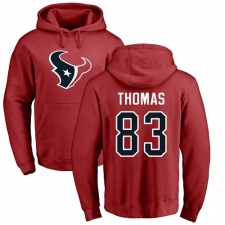 NFL Nike Houston Texans #83 Jordan Thomas Red Name & Number Logo Pullover Hoodie