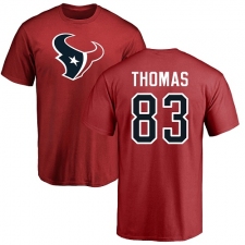 NFL Nike Houston Texans #83 Jordan Thomas Red Name & Number Logo T-Shirt