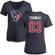 NFL Women's Nike Houston Texans #83 Jordan Thomas Navy Blue Name & Number Logo T-Shirt