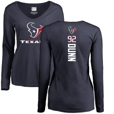 NFL Women's Nike Houston Texans #92 Brandon Dunn Navy Blue Backer Long Sleeve T-Shirt