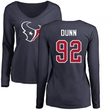 NFL Women's Nike Houston Texans #92 Brandon Dunn Navy Blue Name & Number Logo Long Sleeve T-Shirt