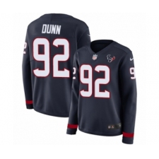 Women's Nike Houston Texans #92 Brandon Dunn Limited Navy Blue Therma Long Sleeve NFL Jersey