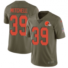 Men's Nike Cleveland Browns #39 Terrance Mitchell Limited Olive 2017 Salute to Service NFL Jersey
