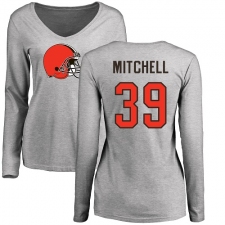 NFL Women's Nike Cleveland Browns #39 Terrance Mitchell Ash Name & Number Logo Long Sleeve T-Shirt