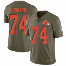 Men's Nike Cleveland Browns #74 Chris Hubbard Limited Olive 2017 Salute to Service NFL Jersey