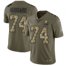 Men's Nike Cleveland Browns #74 Chris Hubbard Limited Olive Camo 2017 Salute to Service NFL Jersey