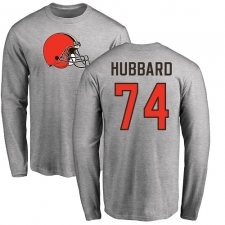 NFL Nike Cleveland Browns #74 Chris Hubbard Ash Name & Number Logo Long Sleeve T-Shirt