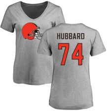 NFL Women's Nike Cleveland Browns #74 Chris Hubbard Ash Name & Number Logo T-Shirt