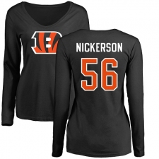 NFL Women's Nike Cincinnati Bengals #56 Hardy Nickerson Black Name & Number Logo Long Sleeve T-Shirt