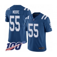 Men's Indianapolis Colts #55 Skai Moore Royal Blue Team Color Vapor Untouchable Limited Player 100th Season Football Jersey