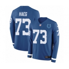 Men's Nike Indianapolis Colts #73 Joe Haeg Limited Blue Therma Long Sleeve NFL Jersey