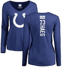 NFL Women's Nike Indianapolis Colts #73 Joe Haeg Royal Blue Backer Long Sleeve T-Shirt