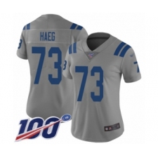 Women's Indianapolis Colts #73 Joe Haeg Limited Gray Inverted Legend 100th Season Football Jersey