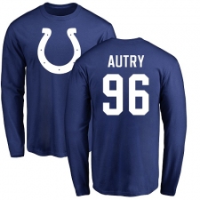 NFL Nike Indianapolis Colts #96 Denico Autry Royal Blue Name & Number Logo Long Sleeve T-Shirt