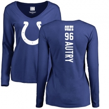NFL Women's Nike Indianapolis Colts #96 Denico Autry Royal Blue Backer Long Sleeve T-Shirt