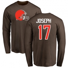 NFL Nike Cleveland Browns #17 Greg Joseph Brown Name & Number Logo Long Sleeve T-Shirt