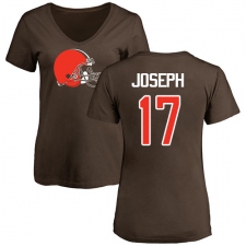 NFL Women's Nike Cleveland Browns #17 Greg Joseph Brown Name & Number Logo T-Shirt