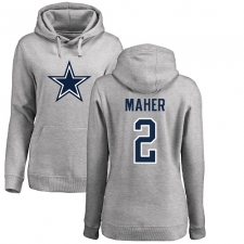 NFL Women's Nike Dallas Cowboys #2 Brett Maher Ash Name & Number Logo Pullover Hoodie