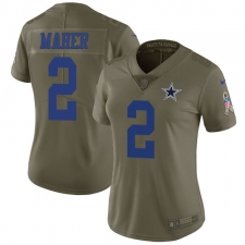 Women's Nike Dallas Cowboys #2 Brett Maher Limited Olive 2017 Salute to Service NFL Jersey