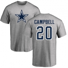 NFL Nike Dallas Cowboys #20 Ibraheim Campbell Ash Name & Number Logo T-Shirt