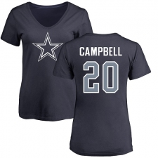 NFL Women's Nike Dallas Cowboys #20 Ibraheim Campbell Navy Blue Name & Number Logo Slim Fit T-Shirt