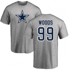 NFL Nike Dallas Cowboys #99 Antwaun Woods Ash Name & Number Logo T-Shirt