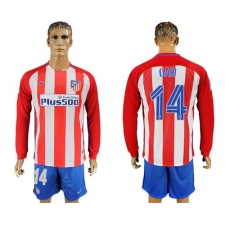 Atletico Madrid #14 Gabi Home Long Sleeves Soccer Club Jersey