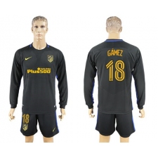 Atletico Madrid #18 Gamez Away Long Sleeves Soccer Club Jersey