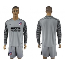 Atletico Madrid Blank Grey Goalkeeper Long Sleeves Soccer Club Jersey2