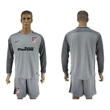 Atletico Madrid Blank Grey Goalkeeper Long Sleeves Soccer Club Jerseys