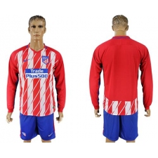 Atletico Madrid Blank Home Long Sleeves Soccer Club Jerseys