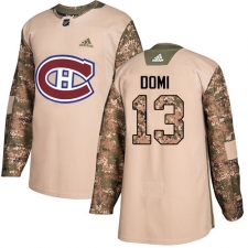 Men's Adidas Montreal Canadiens #13 Max Domi Authentic Camo Veterans Day Practice NHL Jersey