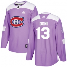 Men's Adidas Montreal Canadiens #13 Max Domi Authentic Purple Fights Cancer Practice NHL Jersey