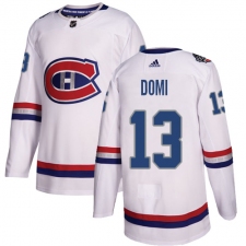 Men's Adidas Montreal Canadiens #13 Max Domi Authentic White 2017 100 Classic NHL Jersey