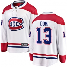 Men's Montreal Canadiens #13 Max Domi Authentic White Away Fanatics Branded Breakaway NHL Jersey